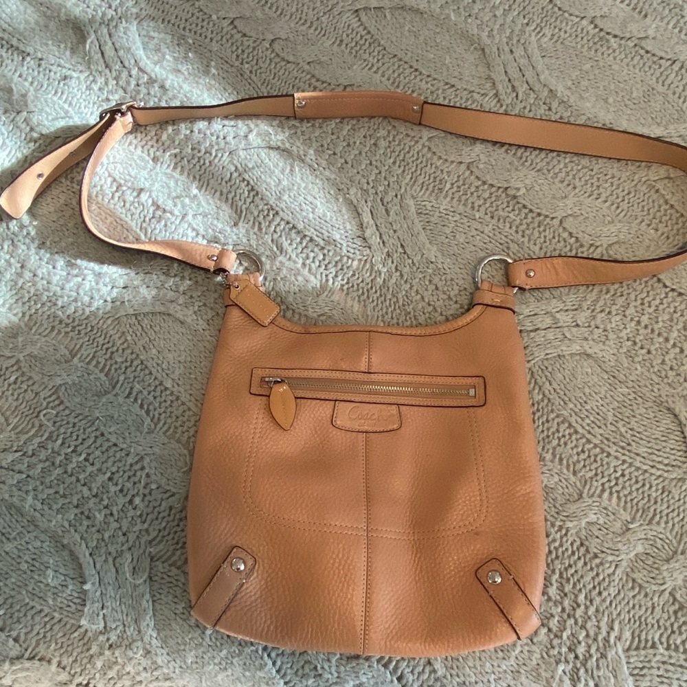 Coach Pebbled Leather Crossbody in Tan
